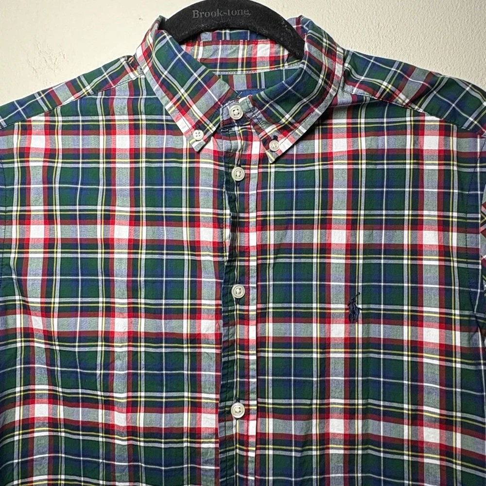 Ralph Lauren Boys Plaid Button up Natural Stretch Shirt Size XL (18-20)